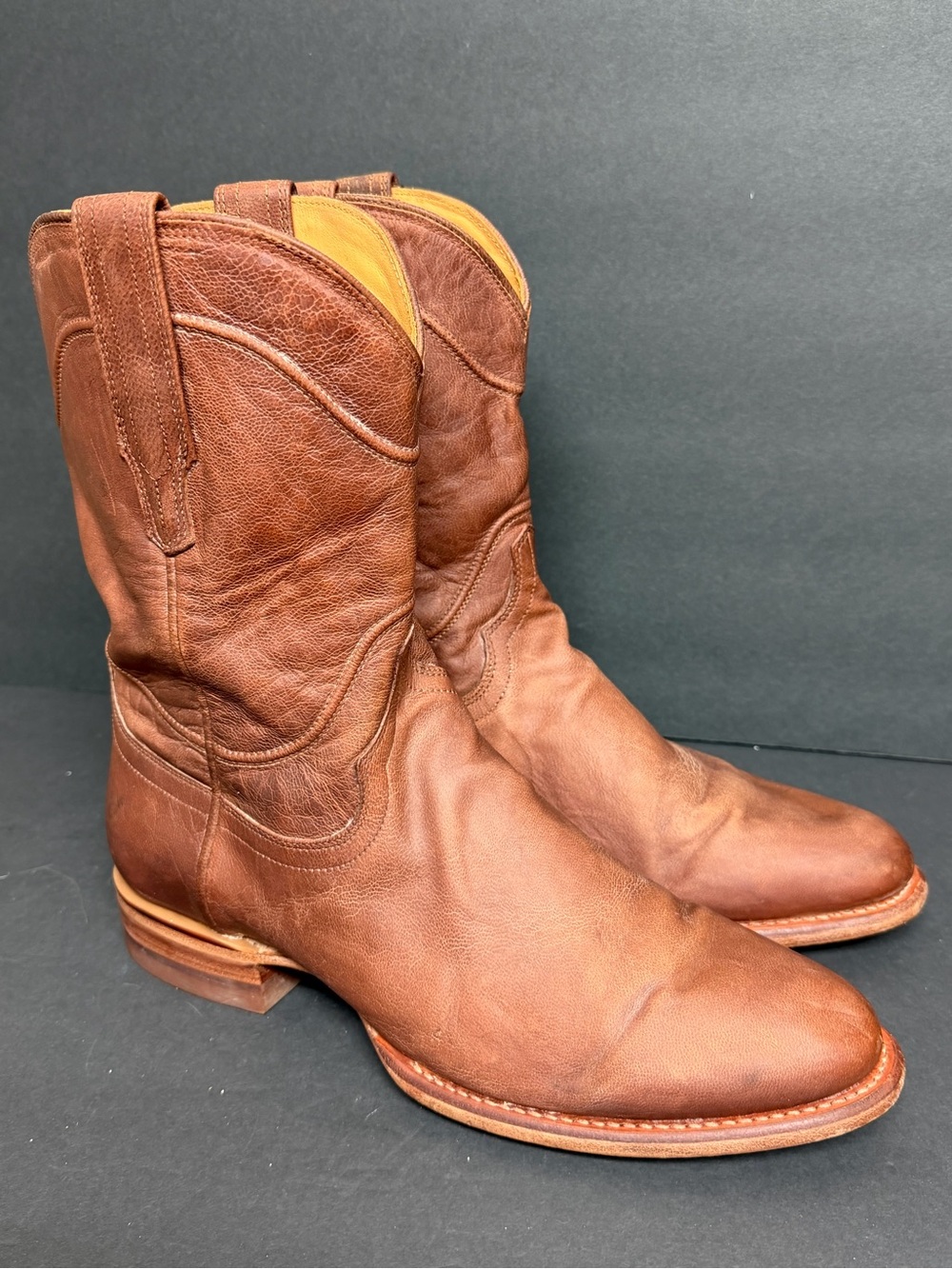 Tecovas The Earl Cowboy Roper Boots Mens 10 D Scotch Goat Leather Western $325